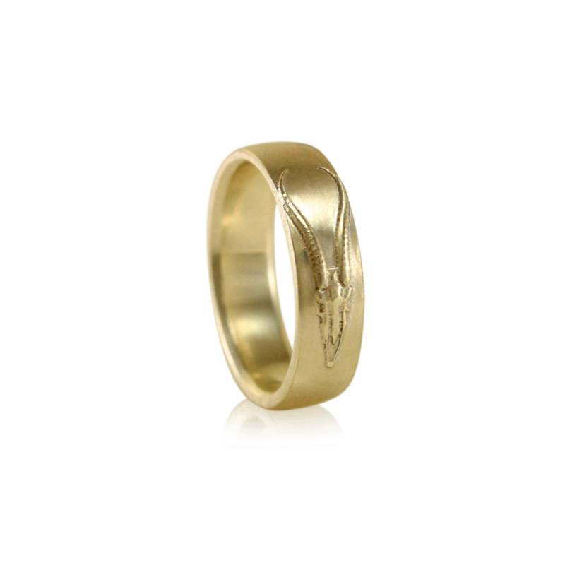 Gelbgold Antilopen Schädel Ring - Gothic Springbock Afrikanisch Inspirierter Tier von MetalWendler