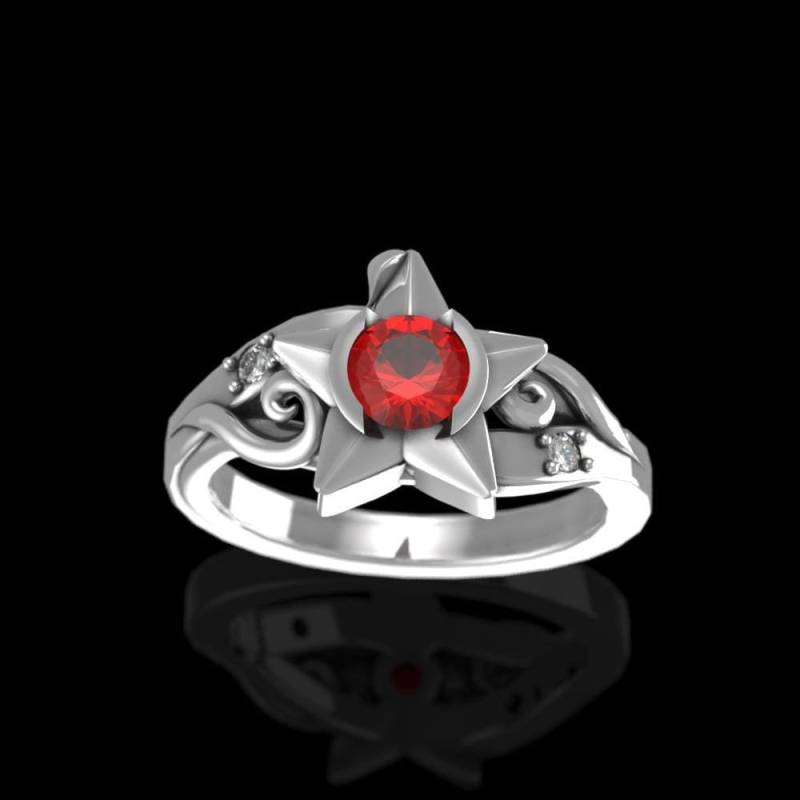 Kingdom Hearts Papu Verlobungsring Aus Sterling Silber Mit Labradorit Rubin Und Moissanit von MetalWendler