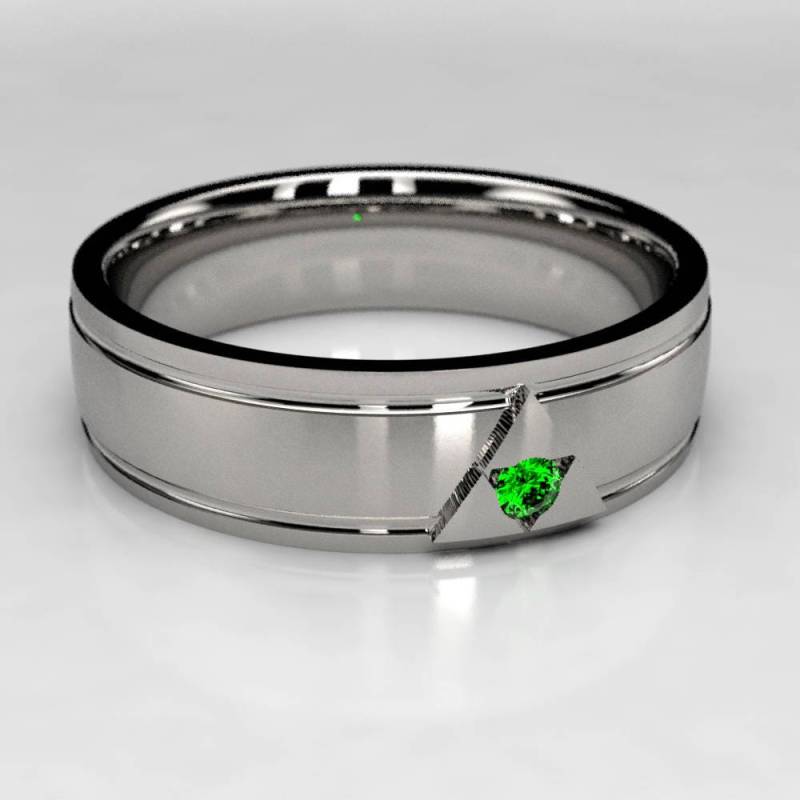 Legend Of Zelda Smaragd Hochzeitsband, Weißgold Breiter Ehering von MetalWendler