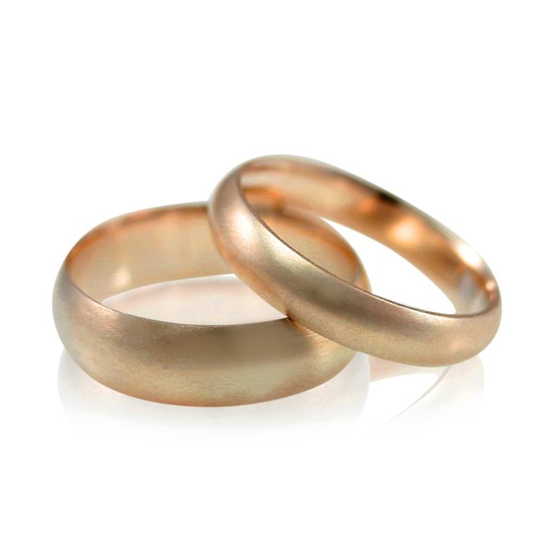 Rose Gold Ehering Set, Herren Und Damen Eheringe Gebürstet, 6 Mm 4 Breit von MetalWendler
