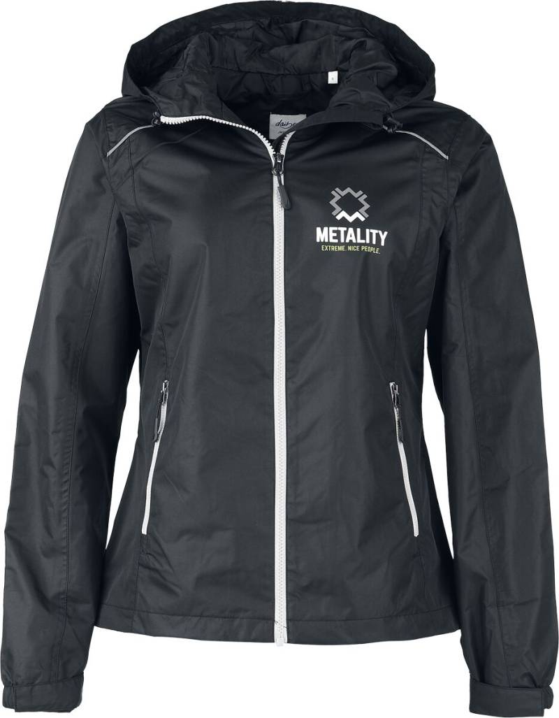 Metality Damen Rain Jacket Kapuzenjacke schwarz silberfarben in XXL von Metality