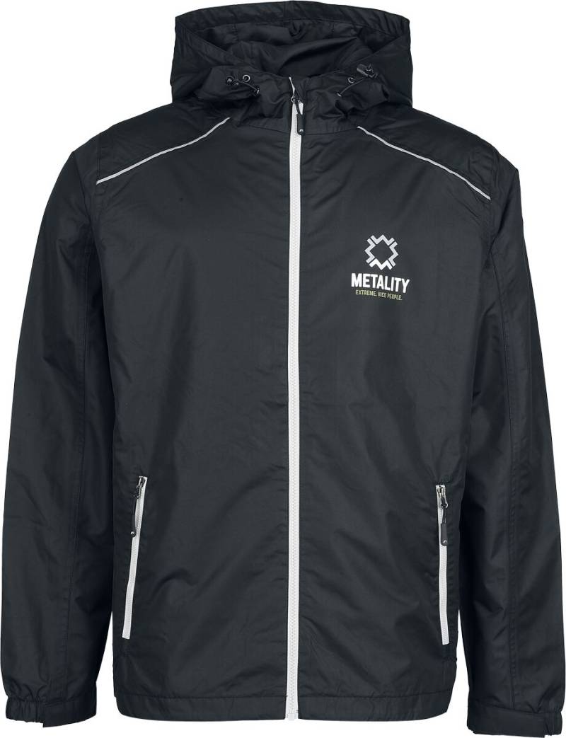 Metality Herren Rain Jacket Kapuzenjacke schwarz silberfarben in S von Metality
