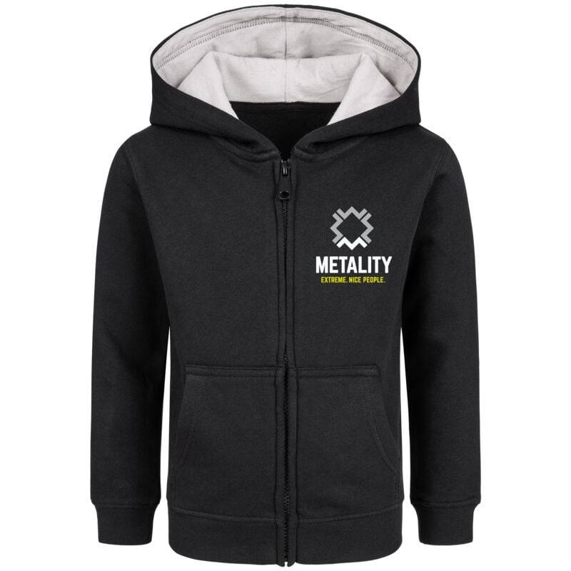 Metality Logo Kinder-Kapuzenjacke schwarz in 116 von Metality