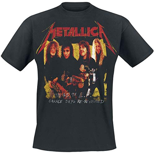 Générique Metallica T T-Shirt, Garage, Foto, Gelb, Band, Logo, offizielles Lizenzprodukt, für Herren, Schwarz, Schwarz, XL von Metallica