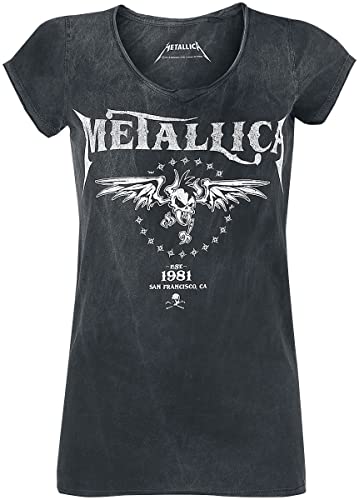 Metallica Biker Frauen T-Shirt schwarz/grau 3XL 100% Baumwolle Band-Merch, Bands von Metallica