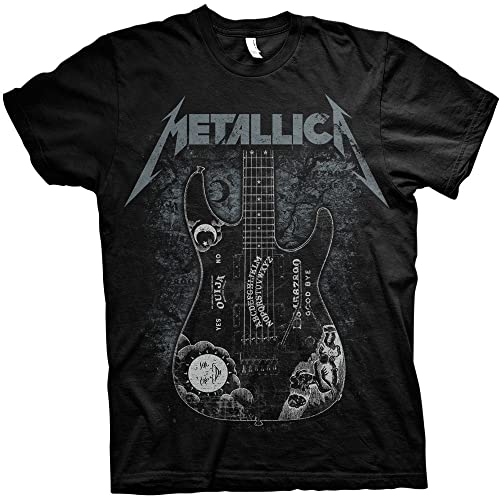 Metallica Herren T-Shirt Hammett Ouija-Gitarre Slim Fit Schwarz - Schwarz - X-Groß von Rocksax