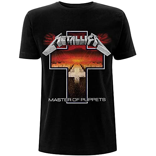 Metallica Herren Master of Puppets Cross_Men_bl_ts: M T-Shirt, Schwarz (Black Black), Medium von Metallica