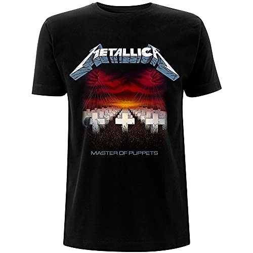 Metallica Herren Master of Puppets Tracks_Men_bl_ts: L T-Shirt, Schwarz (Black Black), Large von Metallica