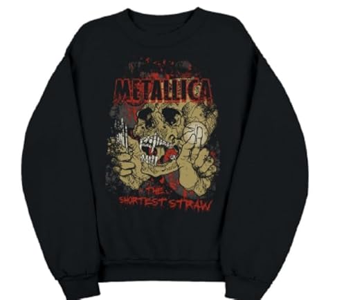 Metallica Herren The Shortest Straw Red Outline Logo Unisex Crewneck Fleece Pullover, Schwarz, XX-Large von Metallica