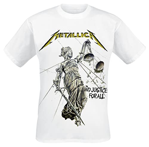 Metallica Justice Männer T-Shirt weiß XL 100% Baumwolle Band-Merch, Bands von Metallica