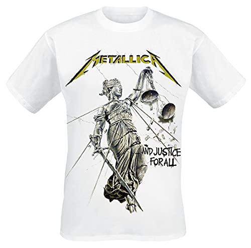 Metallica Justice Männer T-Shirt weiß S 100% Baumwolle Band-Merch, Bands von Metallica