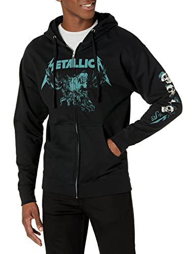 Metallica Unisex-Erwachsene Offizieller S&m2 Elchschädel Zip Hoodie Kapuzenpullover, schwarz, Medium von Metallica