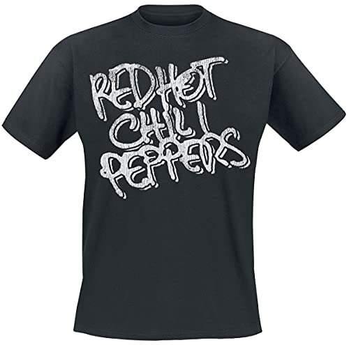 Red Hot Chili Peppers Black and White Logo Männer T-Shirt schwarz L 100% Baumwolle Band-Merch, Bands von Red Hot Chili Peppers