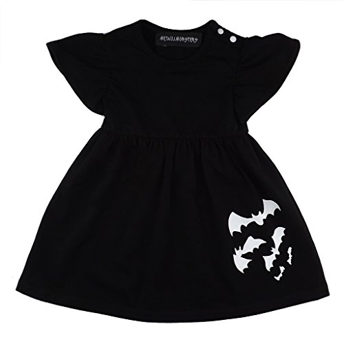 Metallimonsters Babykleid mit Fledermaus-Motiv, Schwarz Gr. 3-6 Monate, Schwarz von Metallimonsters