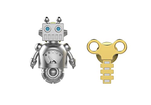 Metalmorphose MTMP103 Roboter Brosche, Matte Chrome Roboter/Glänzend Gold Aufroller von Metalmorphose