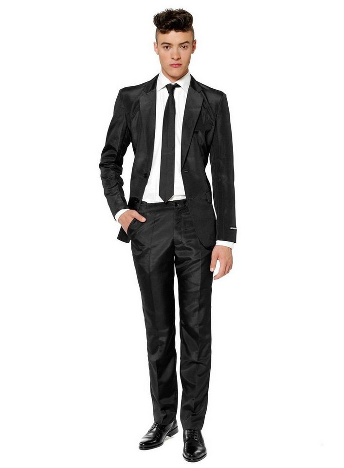 SuitMeister Anzug Solid Black Partyanzug - Halloween Karneval Schicker Anzug in glänzendem Schwarz SuitMeister Anzug Solid Black Partyanzug - Halloween Karneval Schicker Anzug in glänzendem Schwarz von SuitMeister