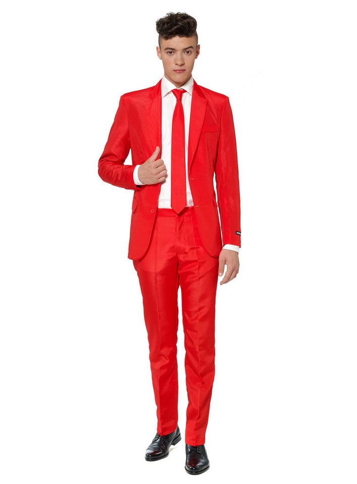 SuitMeister Anzug Solid Red Teufel Partyanzug - Halloween Karneval Schicker Anzug in schillernder Farbe SuitMeister Anzug Solid Red Teufel Partyanzug - Halloween Karneval Schicker Anzug in schillernder Farbe von SuitMeister