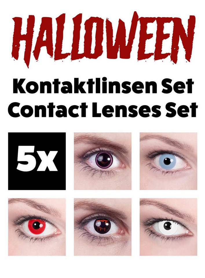 Metamorph Motivlinsen 5 Paar Farbige Halloween Kontaktlinsen - Karneval, Paket mit fünf verschiedenen, farbigen Halloween Kontaktlinsen von Metamorph