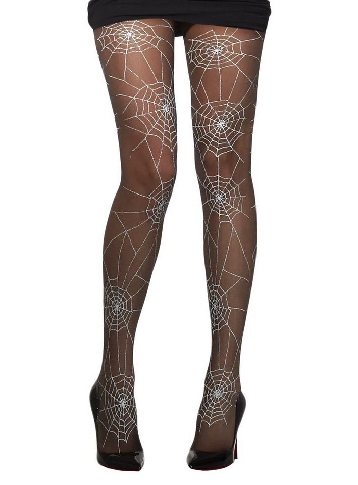 Metamorph Strumpfhose Spinnweben Strumpfhose für Halloween Kostüm Damen (1 St) Schicke Halloween Strumpfhose für die schwarze Witwe von Metamorph