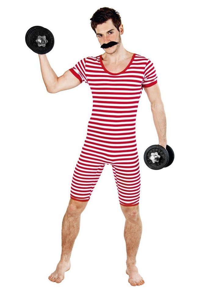 Metamorph T-Shirt Herren Badeanzug rot-weiß Ob Strandpromenade oder Zirkuszelt: Streifen mit Stil von Metamorph