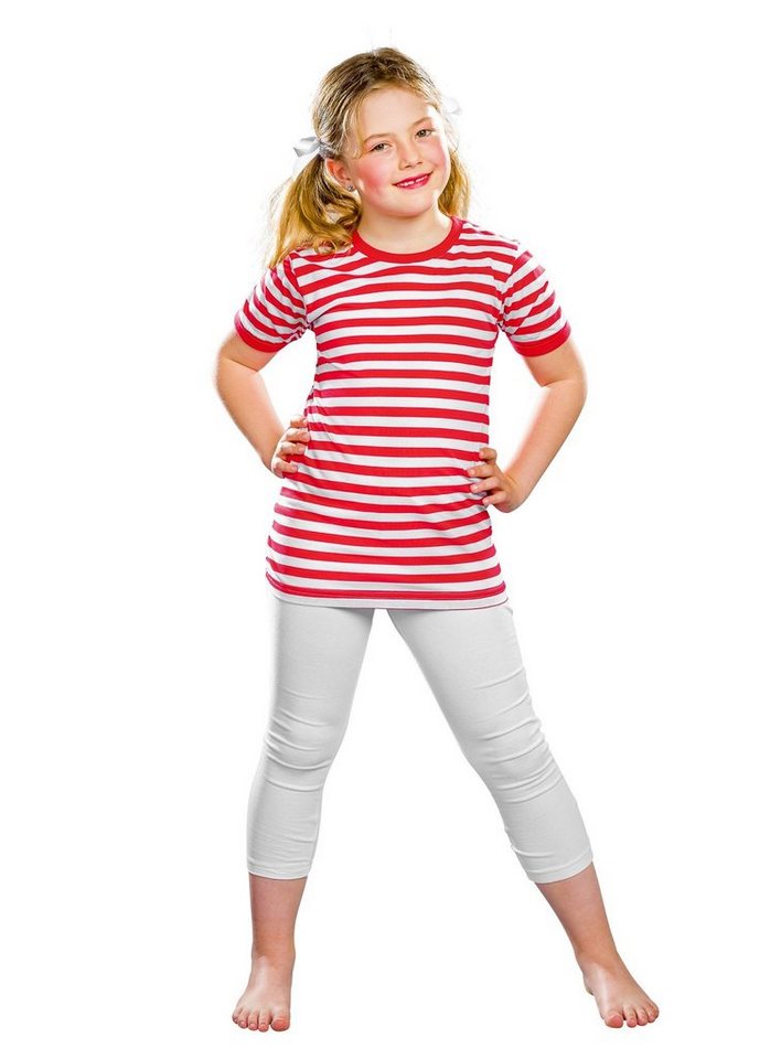 Metamorph T-Shirt Ringelshirt halbarm rot-weiß Klassische Ringelware für Kinderkarneval und Fasching von Metamorph