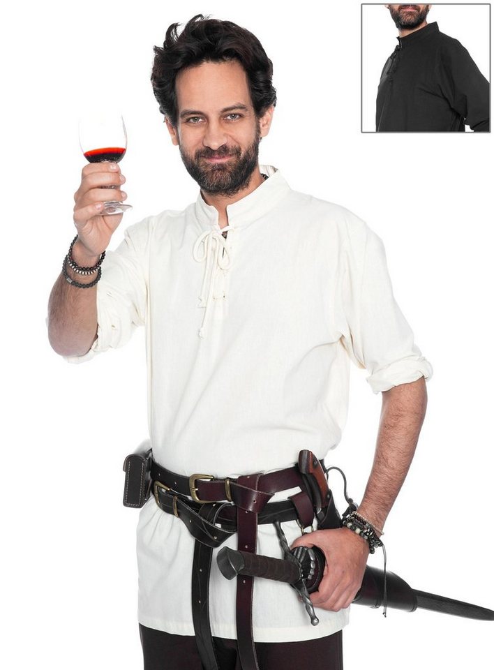 Metamorph T-Shirt Schnürhemd - Volker Schlichtes Mittelalterhemd mit Stehkragen als Basis für die perfekte von Metamorph