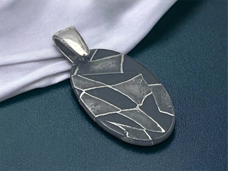 Gibeon Meteorit Damast Anhänger Sterling Silber Space Schmuck Gibeon Meteorit Damast Anhänger Sterling Silber Space Schmuck von Meteorites