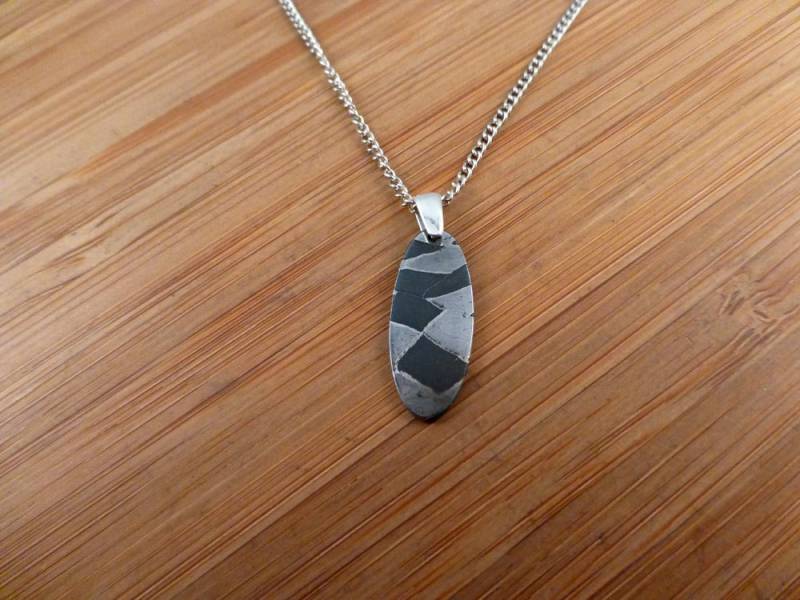 Weltall Meteorit Damast Anhänger Sterling Silber Anhängerschlaufe Weltall Meteorit Damast Anhänger Sterling Silber Anhängerschlaufe von Meteorites