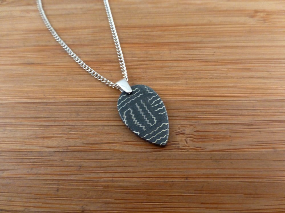 Weltall Meteorit Damast Anhänger Sterling Silber Anhängerschlaufe Weltall Meteorit Damast Anhänger Sterling Silber Anhängerschlaufe von Meteorites