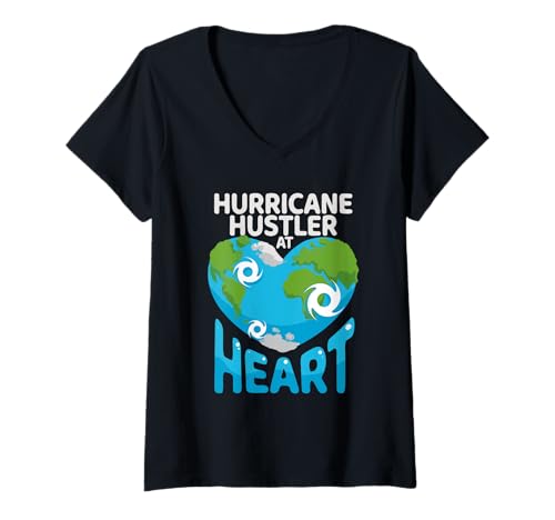 Damen Sturmjäger Meteorologe Hurricane Hustler at Heart T-Shirt mit V-Ausschnitt Damen Sturmjäger Meteorologe Hurricane Hustler at Heart T-Shirt mit V-Ausschnitt von Meteorologen Sturmjäger Gewitter Wetter