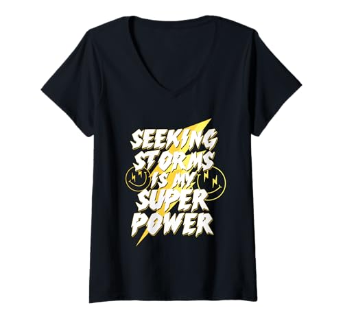 Damen Sturmjäger Meteorologe Seeking Storms T-Shirt mit V-Ausschnitt Damen Sturmjäger Meteorologe Seeking Storms T-Shirt mit V-Ausschnitt von Meteorologen Sturmjäger Gewitter Wetter