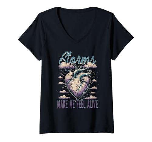 Damen Sturmjäger Meteorologe Storms Make Me Feel Alive T-Shirt mit V-Ausschnitt Damen Sturmjäger Meteorologe Storms Make Me Feel Alive T-Shirt mit V-Ausschnitt von Meteorologen Sturmjäger Gewitter Wetter