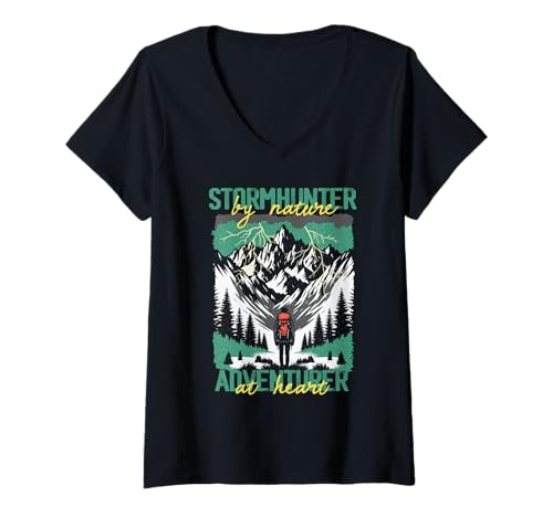 Damen Sturmjäger Meteorologe T-Shirt mit V-Ausschnitt Damen Sturmjäger Meteorologe T-Shirt mit V-Ausschnitt von Meteorologen Sturmjäger Gewitter Wetter