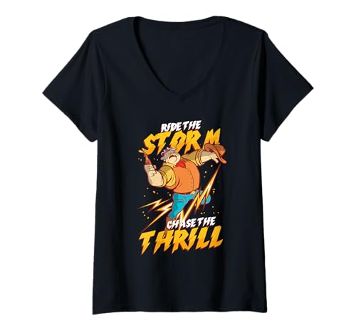 Damen Sturmjäger Meteorologe T-Shirt mit V-Ausschnitt Damen Sturmjäger Meteorologe T-Shirt mit V-Ausschnitt von Meteorologen Sturmjäger Gewitter Wetter