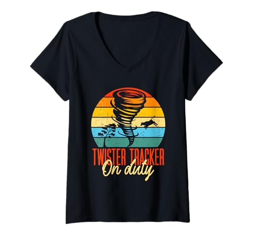 Damen Sturmjäger Meteorologe Twister Tracker On Duty T-Shirt mit V-Ausschnitt Damen Sturmjäger Meteorologe Twister Tracker On Duty T-Shirt mit V-Ausschnitt von Meteorologen Sturmjäger Gewitter Wetter