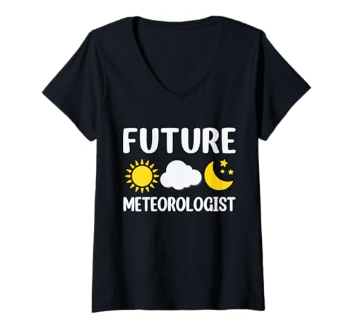 Damen Future Meteorologist Klima Wetter Meteorologie T-Shirt mit V-Ausschnitt von Meteorologie Wettervorhersage Klimaforschung