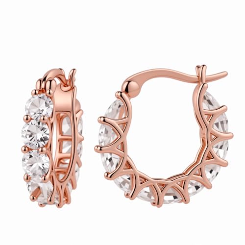 Creolen Rosegold, Ohrringe Rose Gold 925 Klein Rund, Kleine Ohrring Ohrhänger Rosegold, Hoop Kleine Ohringe Boho Wasserfester Schmuck Jewelry Personalisierte Geschenke für Frauen Mädchen,18MM von Meteorstarry
