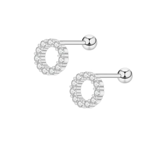 Ohrringe Silber 925 Stecker,Glitzer Kleine Rund Ohrringe Zirkonia Ohrstecker,Hypoallergen Piercing Ohr Silberohrringe Damen Studs Geschenke für Geburtstag Muttertag Weihnachten Erntedankfest von Meteorstarry