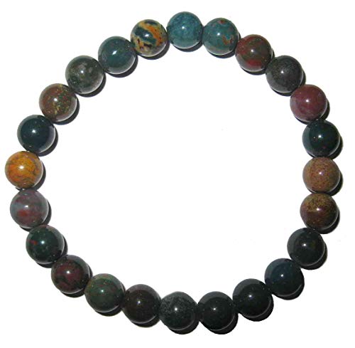 Methusalem HELIOTROP Blutjaspis Hildegardjaspis Edelstein Armband Stein Schmuck - 8mm Kugeln. Elastisches Armband für Damen. 95430-8HP von Methusalem