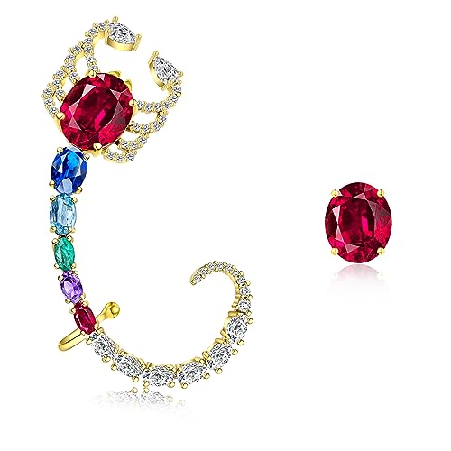 925 Sterling Silber Post Ohr Manschette Ohrringe für Frauen Schmetterling Knorpel Ohr Kletterer Ohrringe Gold Lila Cubic Zirkonia CZ Hypoallergene Piercing Geschenke für sie (multi-color) von Metmolley