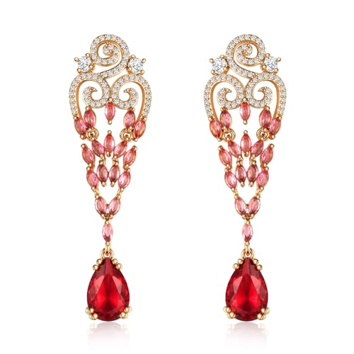 Kristall Dangle Drop Vintage Ohrringe für Frauen Teardrop Kronleuchter Cubic Zirkonia Hypoallergene Erklärung Hochzeit Prom Palace Ohrringe für Mama Frau Ihr (Whitered) von Metmolley