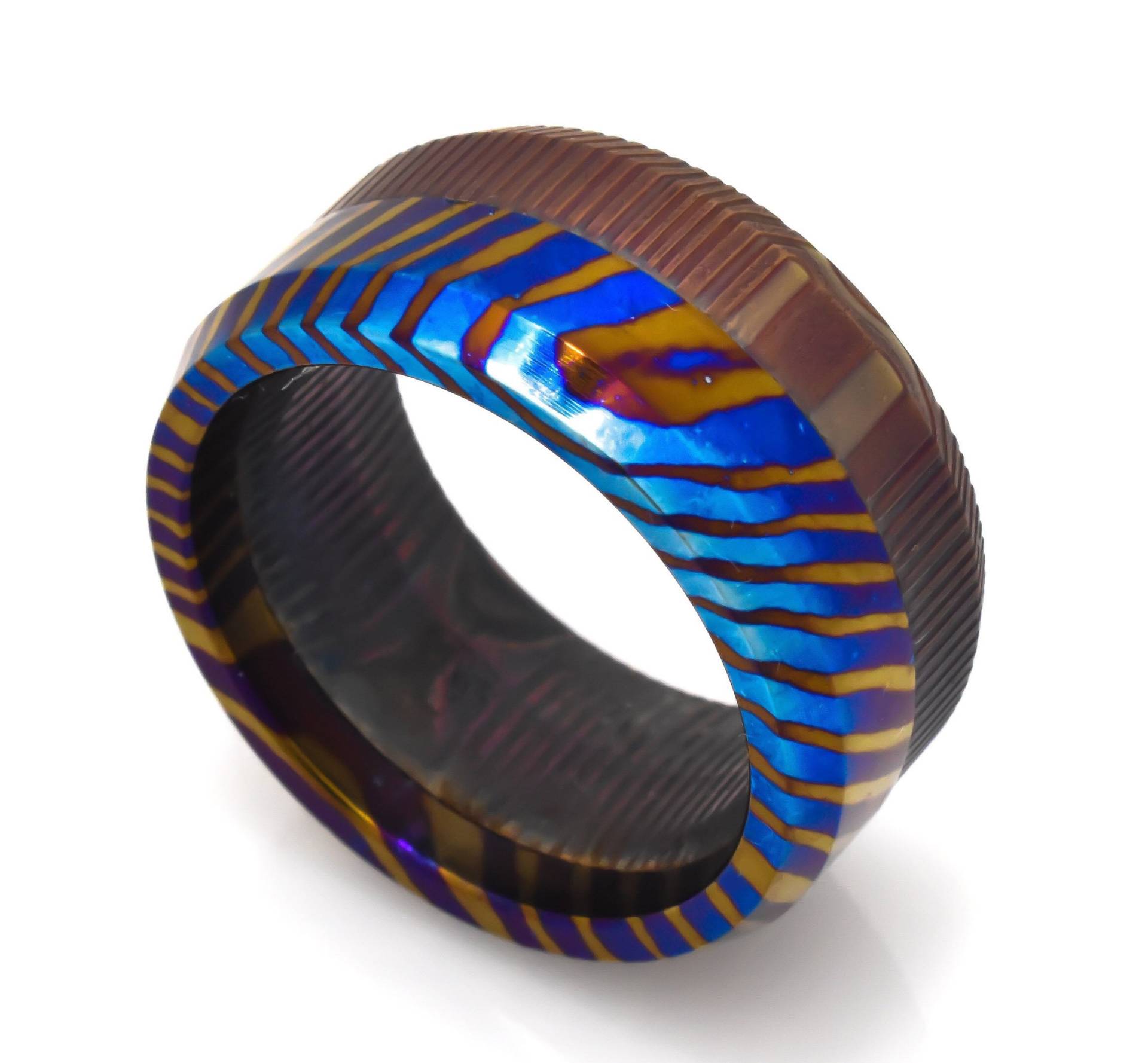 Timascus & Damaszener Stahl Ring Parallel Twin | Ehering Verlobungsring Modern Schmuck Statement Minimalist Geschenk Unisex Metonrings von MetonRings