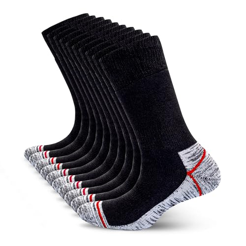 Metrium 10 Paar Herren Arbeitssocken lang. Socken Herren 39-42/43-46 Work Socken langlebig Fusselfrei, Atmungsaktive Extra Stark Frottee Spitzen und Fersen. von Metrium