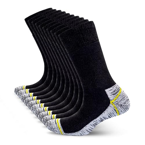 Metrium 10 Paar Herren Arbeitssocken lang. Socken Herren 39-42/43-46 Work Socken langlebig Fusselfrei, Atmungsaktive Extra Stark Frottee Spitzen und Fersen. von Metrium