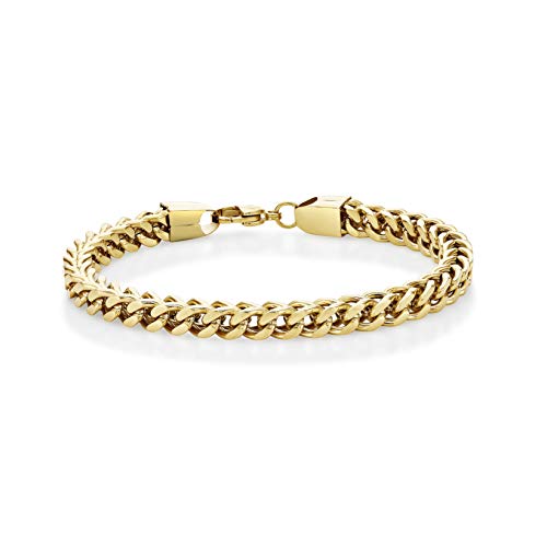 Metro Jewelry 22,9 bis 25,4 cm langes dickes Fuchsschwanz-Armband für Herren aus Edelstahl mit vergoldeter Ionenbeschichtung und Karabiner-Kralle, 6 mm breit, 25,40 cm, Metall Metro Jewelry 22,9 bis 25,4 cm langes dickes Fuchsschwanz-Armband für Herren aus Edelstahl mit vergoldeter Ionenbeschichtung und Karabiner-Kralle, 6 mm breit, 25,40 cm, Metall von Metro Jewelry