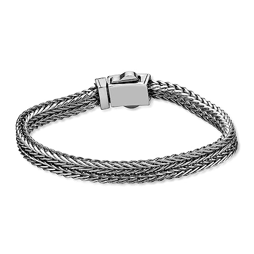 Metro Jewelry Edelstahl Schwarz Ionenplattiert Fuchsschwanzkette Armband für Herren - 21,6 cm langes Armband - 12 mm breit mit Push-Lock-Verschluss Metro Jewelry Edelstahl Schwarz Ionenplattiert Fuchsschwanzkette Armband für Herren - 21,6 cm langes Armband - 12 mm breit mit Push-Lock-Verschluss von Metro Jewelry