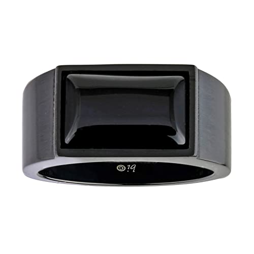 Metro Jewelry Moderner Ring für Herren, schwarzer Achat, Edelstahl, mit schwarzer Ionenbeschichtung, 13 mm breit, Größe 8 bis 12, Metall Edelstein, Achat Metro Jewelry Moderner Ring für Herren, schwarzer Achat, Edelstahl, mit schwarzer Ionenbeschichtung, 13 mm breit, Größe 8 bis 12, Metall Edelstein, Achat von Metro Jewelry