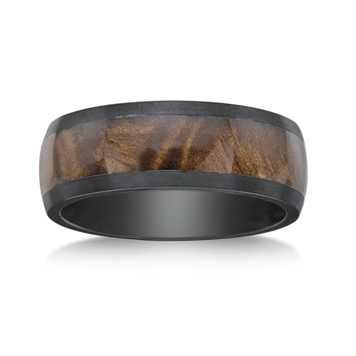 Metro Jewelry Ring für Herren, schwarzer Zirkonia mit Holzmuster, 8 mm breit, Größe 10 bis 12, Metall, Kein Edelstein Metro Jewelry Ring für Herren, schwarzer Zirkonia mit Holzmuster, 8 mm breit, Größe 10 bis 12, Metall, Kein Edelstein von Metro Jewelry