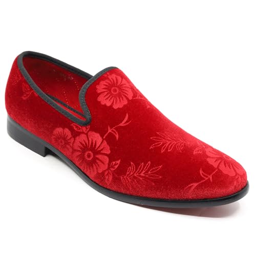 Herren-Smoking-Slipper mit Blumenmuster SM-69, Rot/Ausflug, einfarbig (Getaway Solids), 40 EU von Metrocharm