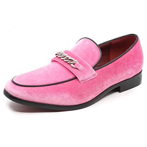 Herren Vintage Samt Designer Klassisches Kleid Smoking Slipper Loafer Slip On Schuhe Arthur-02, Pink, 42.5 EU von Metrocharm